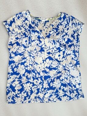 Modern Boho Coastal Relaxed Loose Blouse Short Sleeve Cotton White Stuff